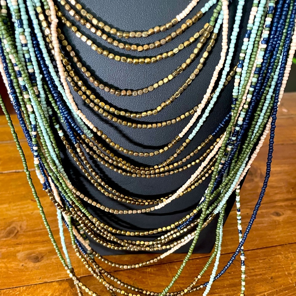 Gorgeous 24 Strand Beaded Statement Necklace